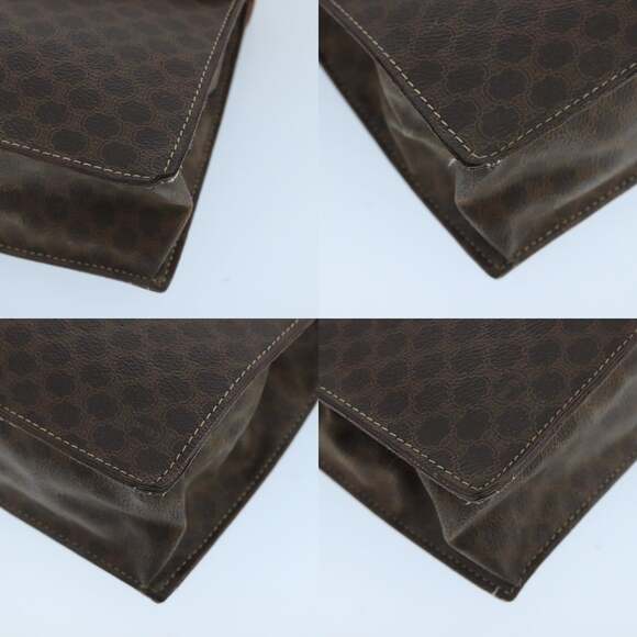 CELINE Macadam Canvas Hand Bag Pvc Leather Brown Gold - Picture 10 of 12